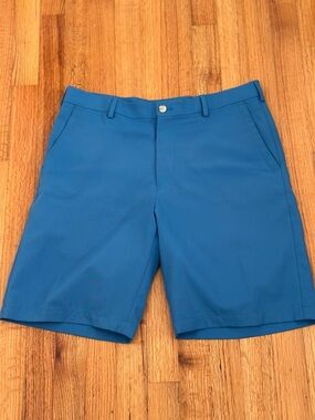 Peter Millar Shorts Mens 33 Blue Golf Crown Sport Salem Performance Shorts Logo